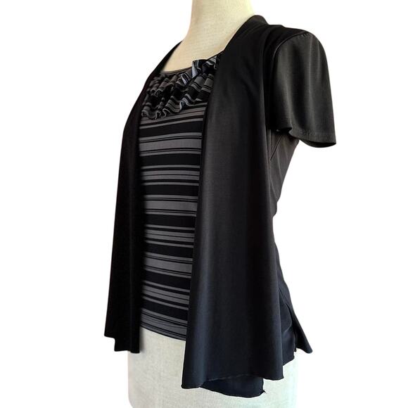Womens Shirt Size Small Black Grey Attached Over Shirt Business Casual OOs 90s - Picture 5 of 6